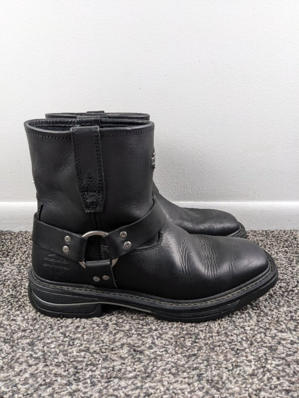 Harley-Davidson El Paso Leather Motorcycle Riding Boots Harness Black Mens 9.5